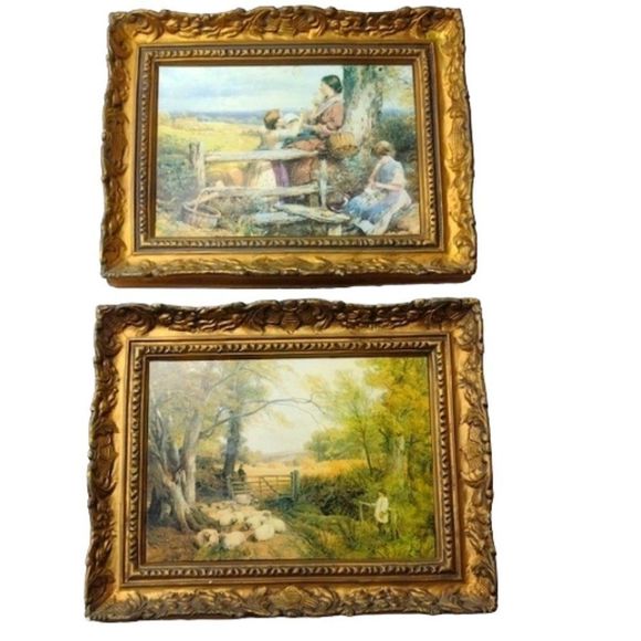 Pair of Period Prints in Hand Made Ceramic Frames by Alpha Studio Nottingham - Picture 1 of 12